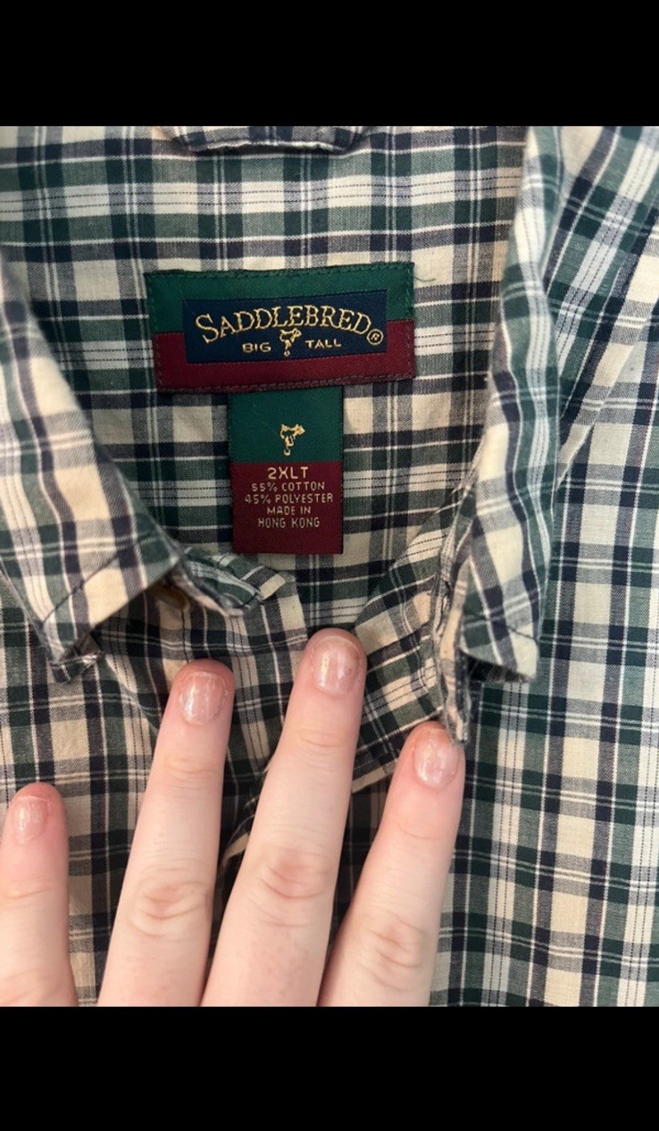 Saddlebred Men’s Big & Tall 2XLT Plaid Long Sleeve Button-Up Shirt
