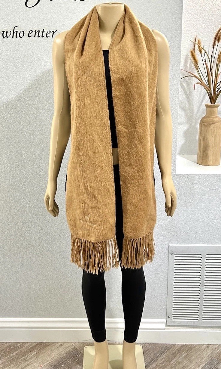 Alpaca Camargo Brushed Alpaca Blend Beige Scarf 9” X 80″ Made in Peru EUC
