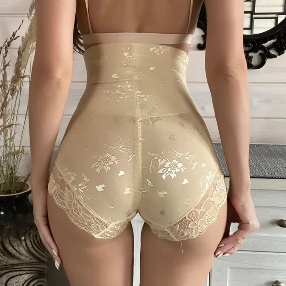 Women’s High Waisted Shaping Panties Tummy Control Lace Briefs Seamless Shapewea