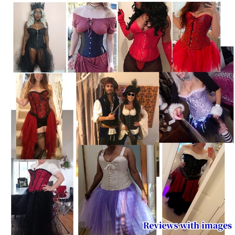 Women Lace Up Boned Bustier Corset Overbust Burlesque Top Waist Cincher Lingerie