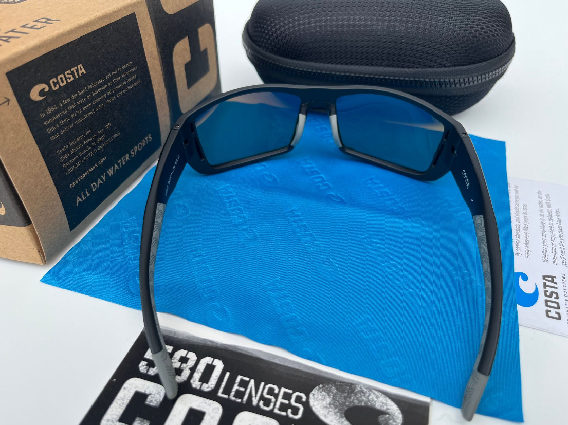 Costa Del Mar Men’s Diego Matte Black /Blue Mirror Polarized Sunglasses 580p
