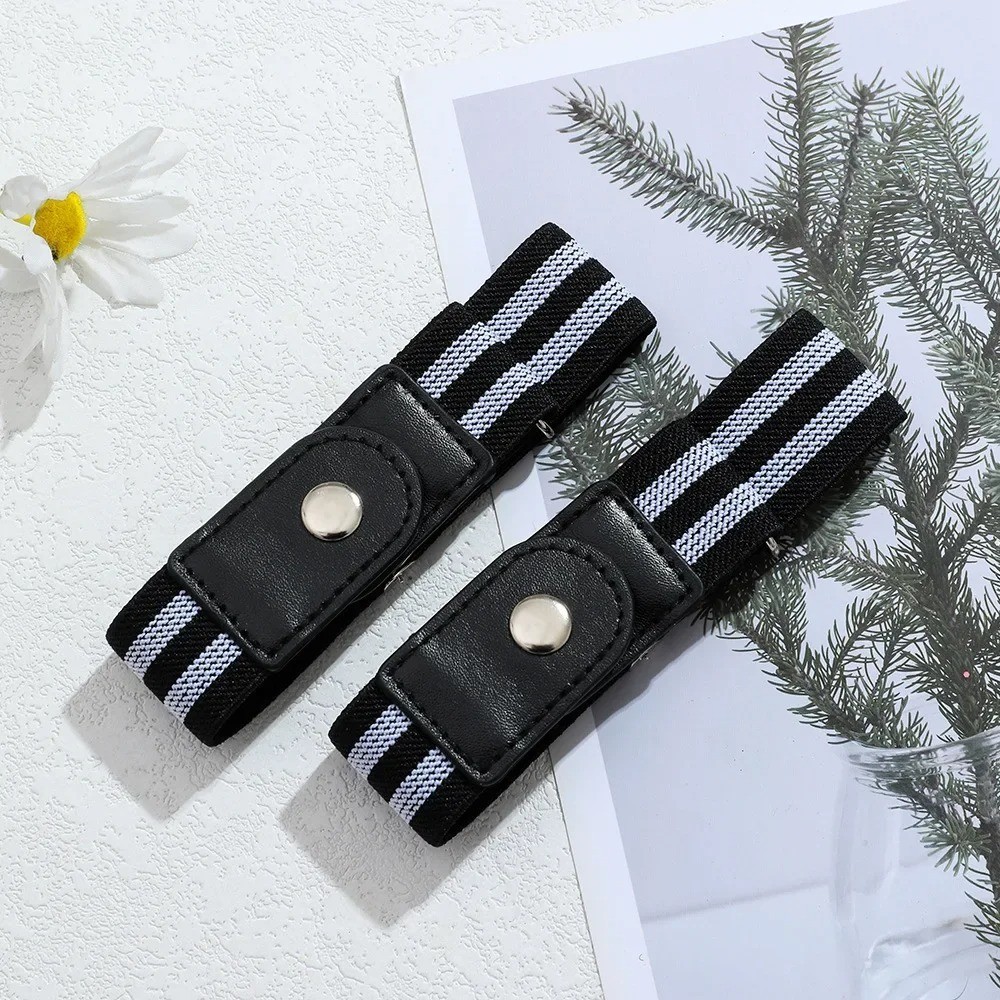 2 Pack No Buckle Elastic Belt Invisible Loop Belt for 2Pcs Brown