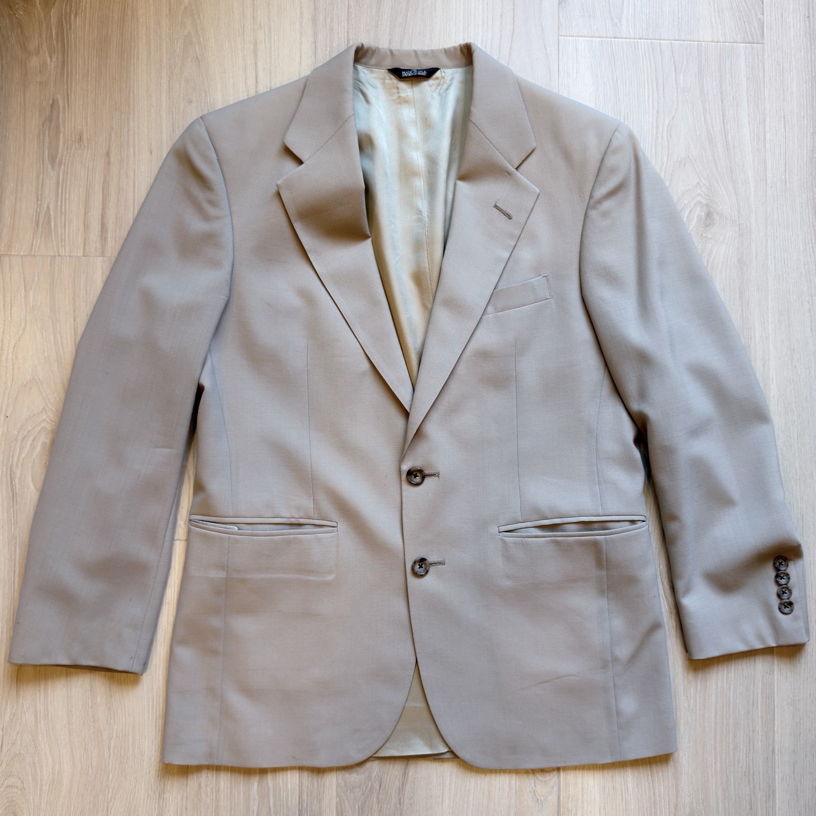 Vintage 80s Chaps Ralph Lauren Wool Blazer Sport Coat Men 40R Tan Beige USA Made
