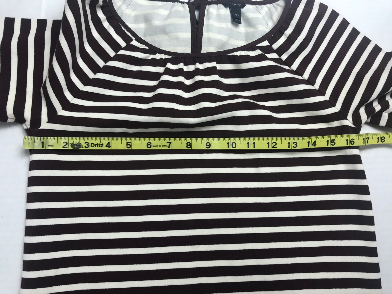 J. Crew Womens Burgundy White Striped Top Size 2XS Cotton Casual Travel Work