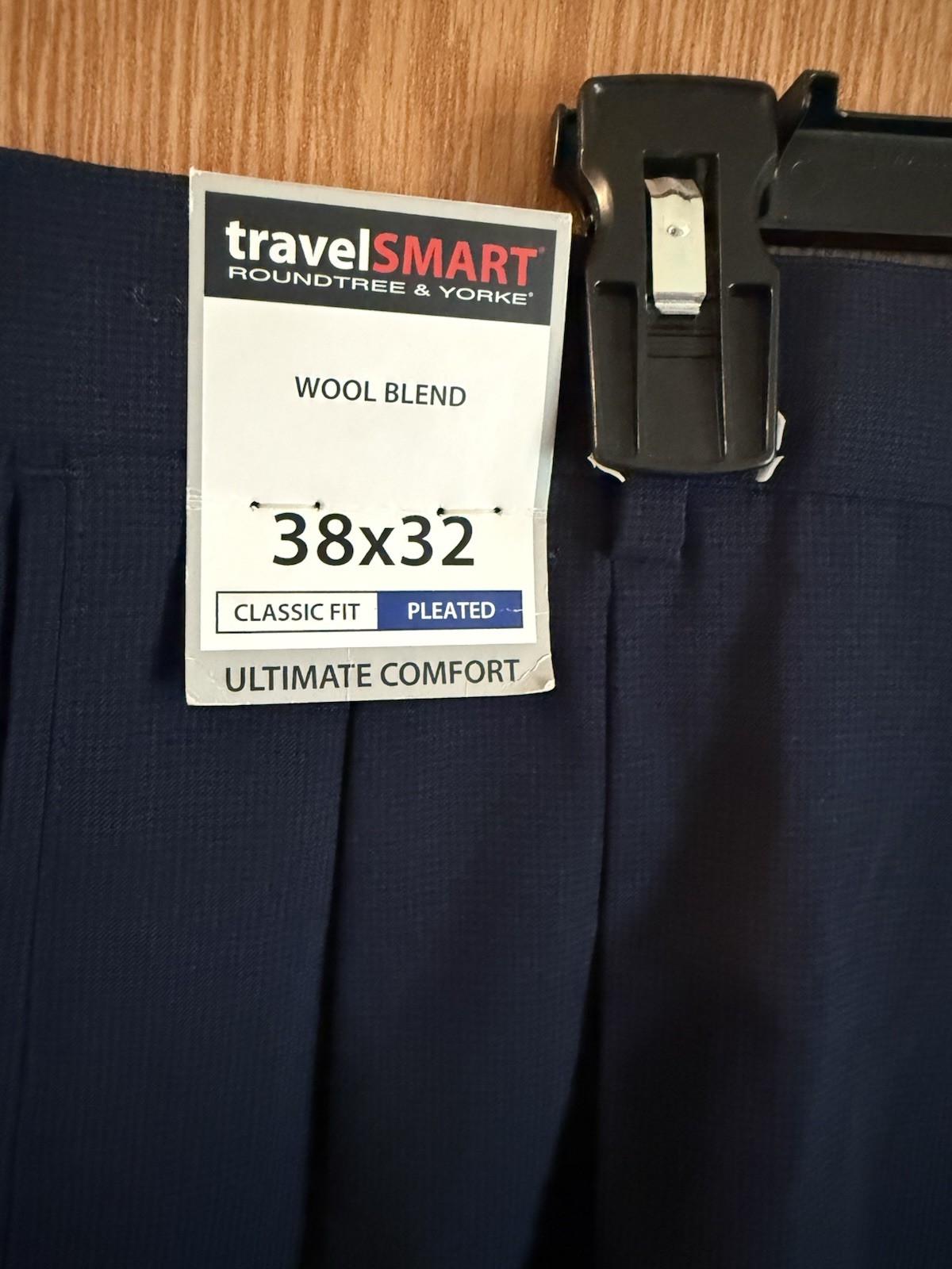 Roundtree & Yorke Men’s Wool Blend Classic Fit Pleated Dress Pants Blue 38R NWT