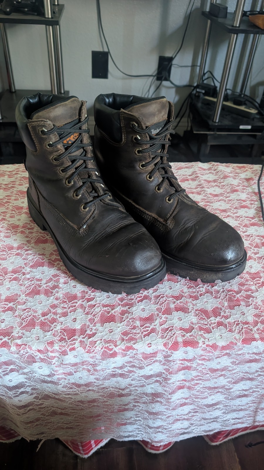 Timberland Men’s Dark Brown Work And Hiking Leather Boots Waterproof 9.5