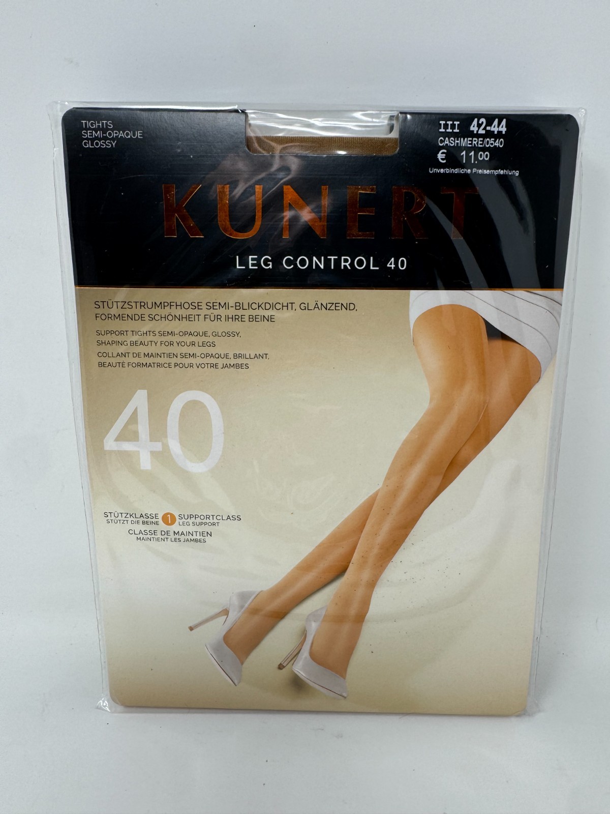 KUNERT LEG CONTROL 40 2 Pair! Tights Semi-Opaque Glossy Cashmere 42-44