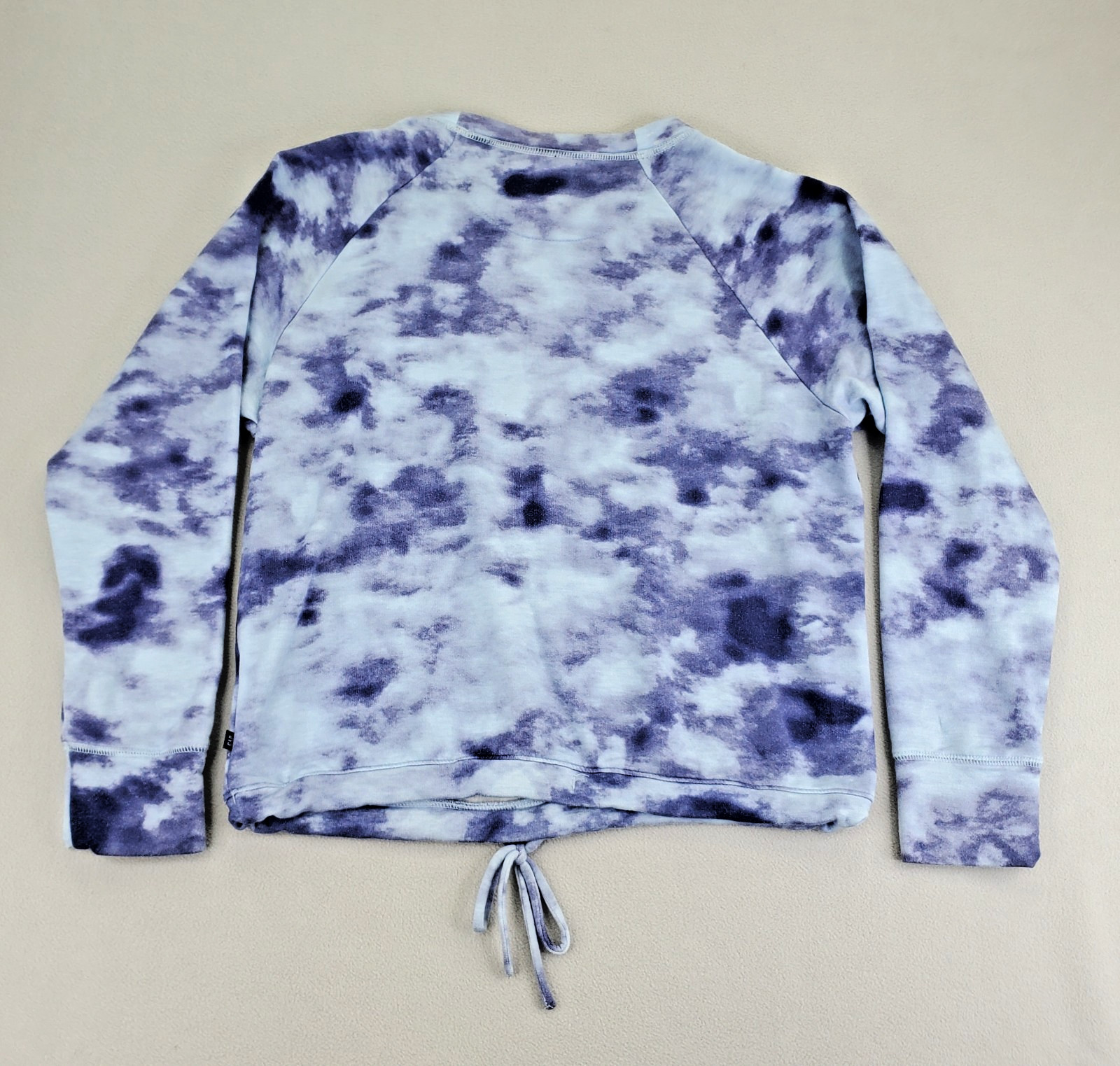 GAP Pullover Sweatshirt Womens M Blue Purple Tie Dye Soft Raglan Drawstring Hem