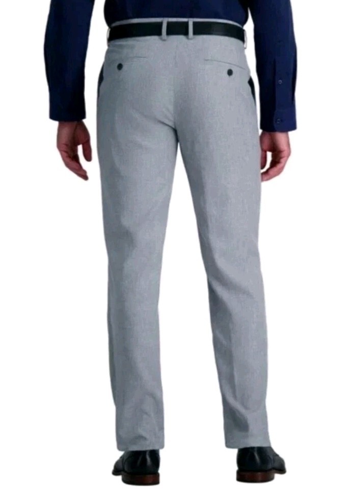 Haggar Men’s Comfort Performance Stretch Straight Fit Pants, Gray, Size 40X30