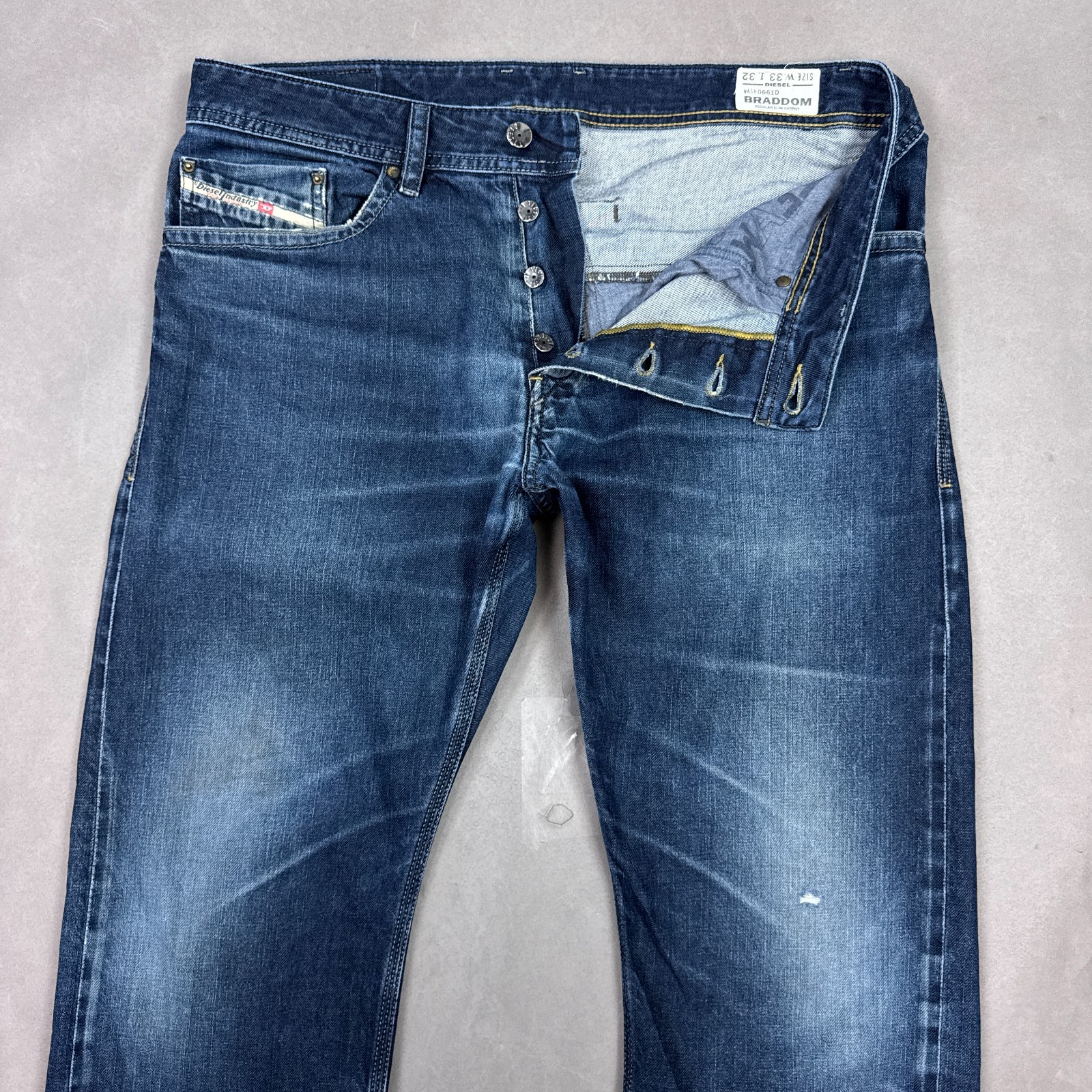 Diesel Jeans Mens 34×30 Men Blue Braddom 0661D Denim Pant Slim Carrot (Tag33x32)