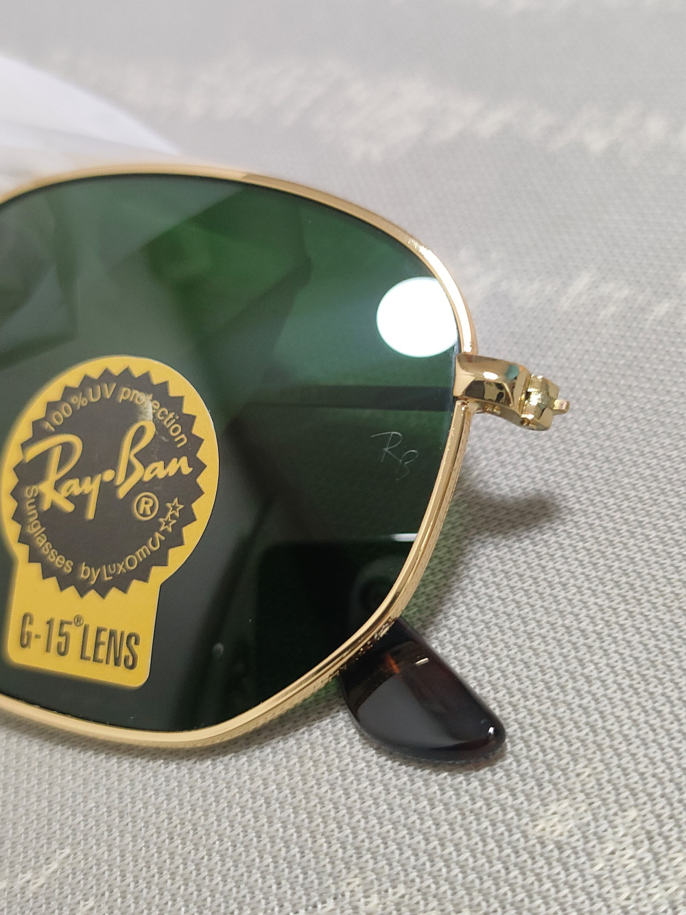 Ray-Ban RB3548N Hexagonal Sunglasses Gold Frame Glass Green Lens 51 mm
