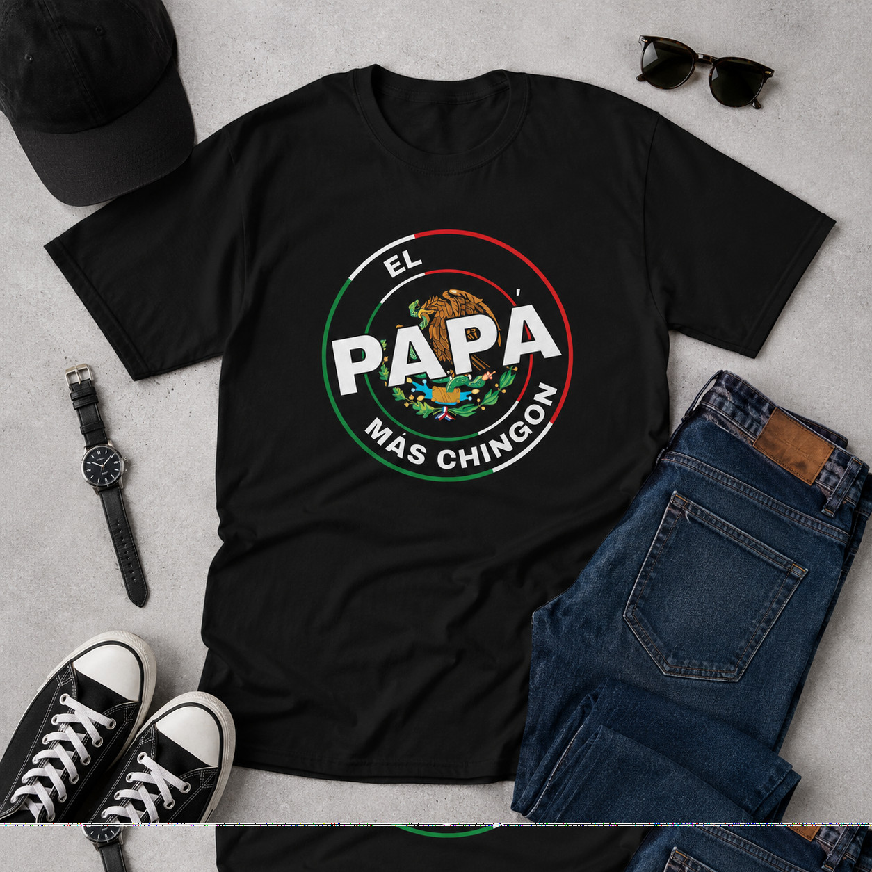 El Papa Mas Chingon Mexico Mexican Flag Fathers Day Dia Del Padre T-Shirt