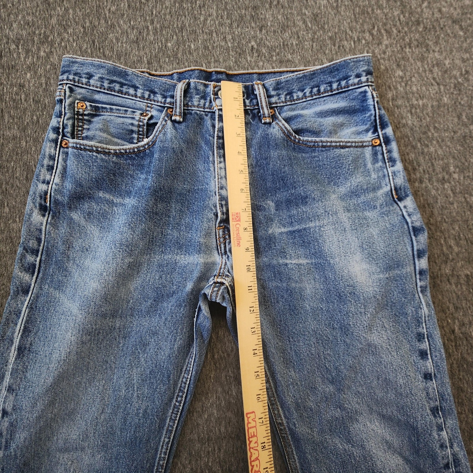 Levi’s 505 Jeans Mens 33×30 Blue Regular Straight Denim Stone Wash Distressed