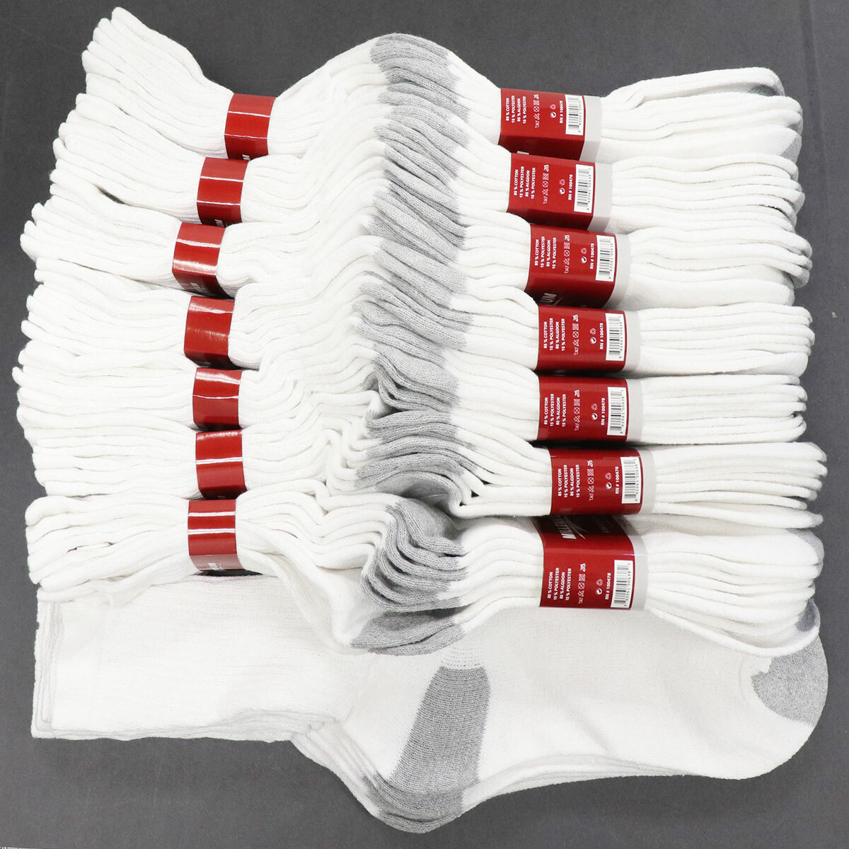 Wholesale Bulk Lot Men’s White/Gray Sports Casual Cotton Crew Socks 9-11 10-13