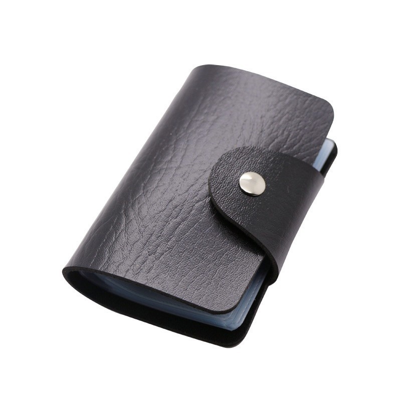Black RFID Blocking Card Holder 24 Slots-PU Leather ID Credit Card Wallet
