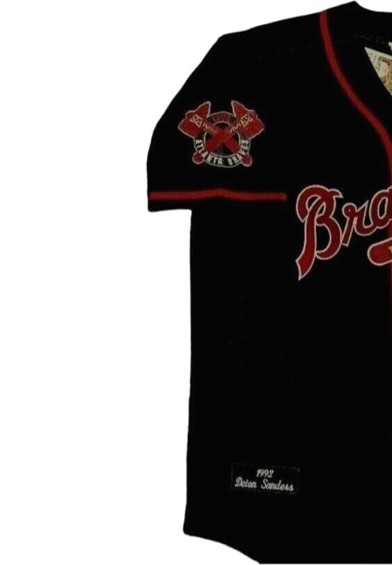 Deion Sanders Atlanta Braves Jersey Navy Blue 1992 World Series Throwback SALE!