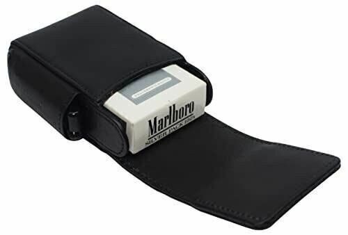 Genuine leather cigarette box anti-scratch protective storage case with lighter