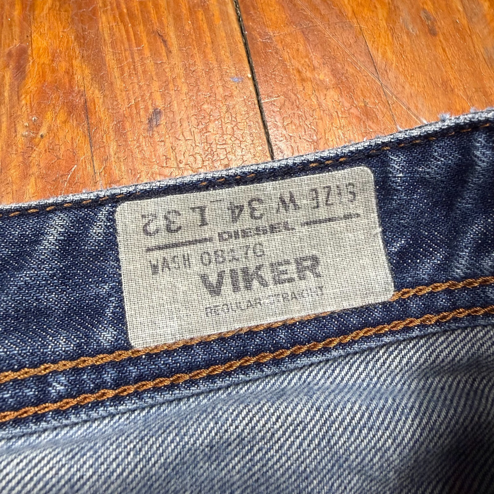 Diesel Viker Jeans Mens Size 36×31 Blue Denim Regular Straight Wash 0817G
