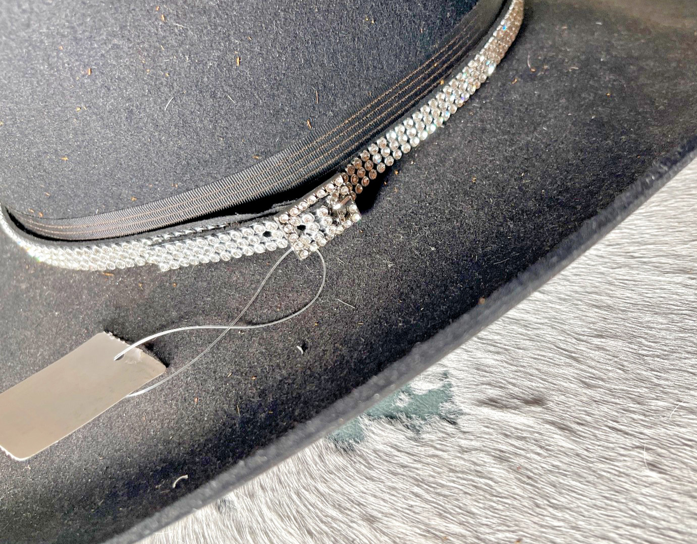 Western Womens Hatband 27.5 x 3/8 in Crystal Buckle 3 Row Cowboy Rodeo Horse