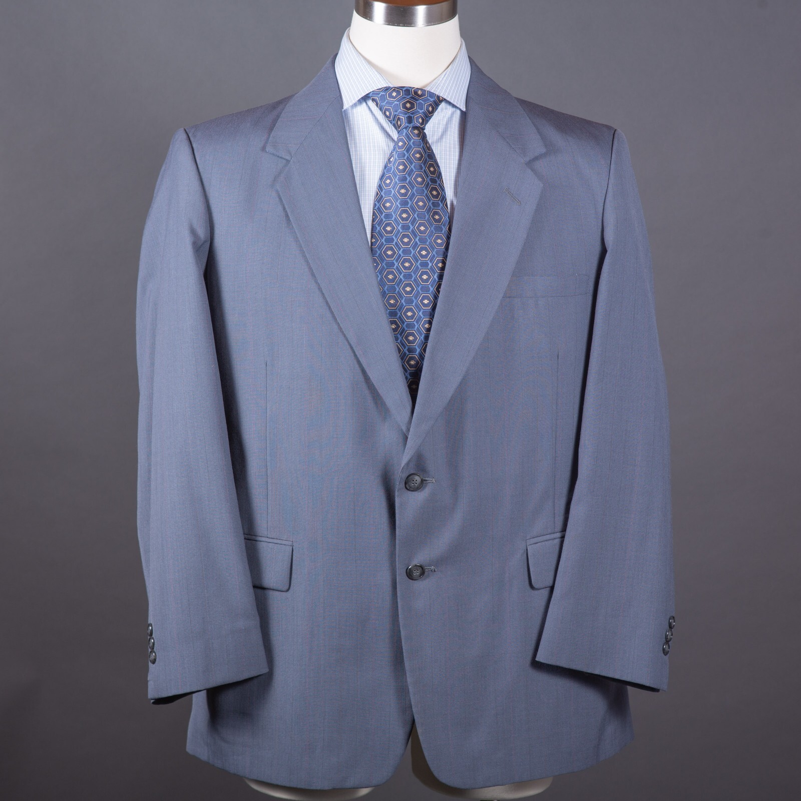 Towncraft Sports Coat Mens 43R Gray Two Button Single Vented Poly & Worsted Wool