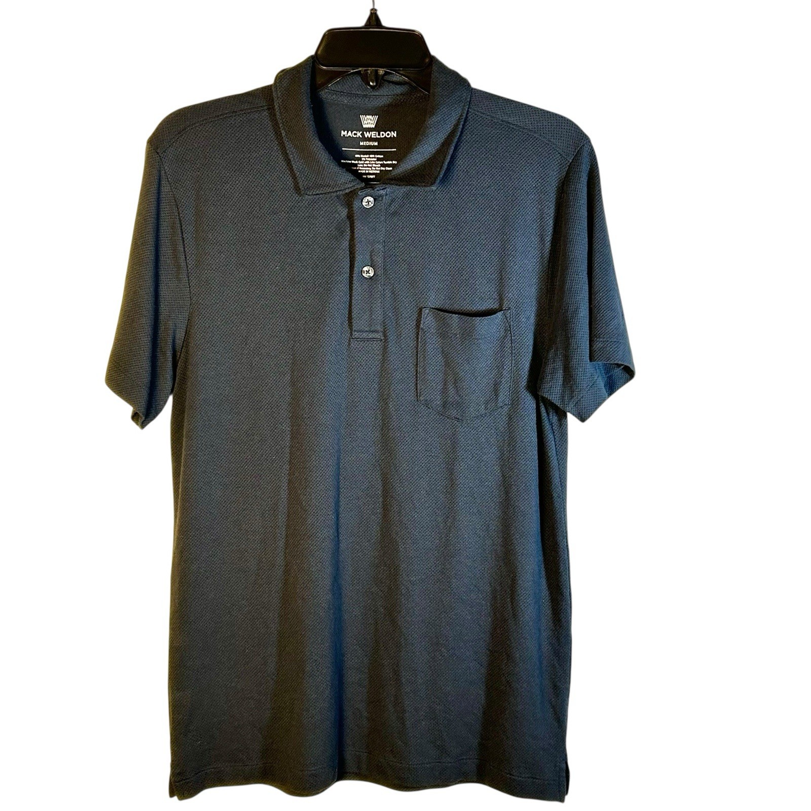 Mack Weldon Breathable Polo Shirt Blue Modal Blend For Daily Wear Mens Size M