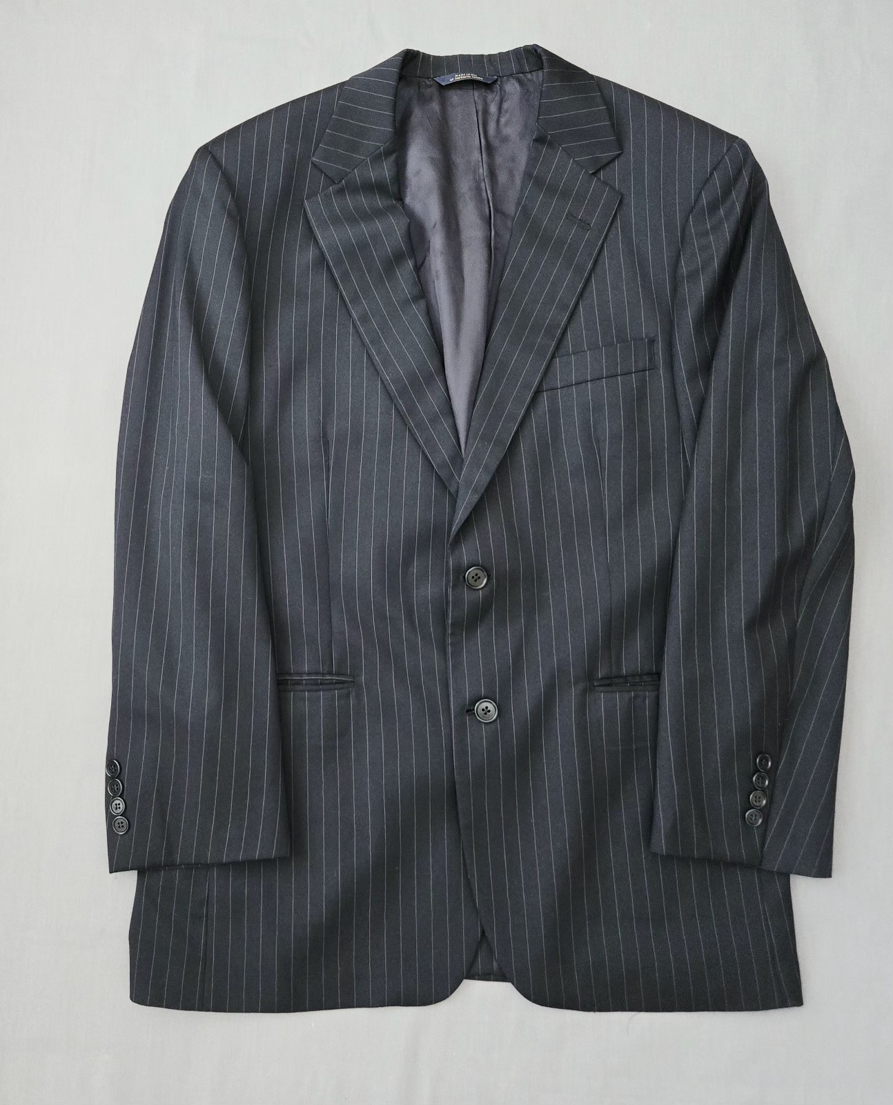 Mens 40R/33Wx32L Brooks Brothers 1818 Madison Midnight Blue Pinstripe Wool Suit