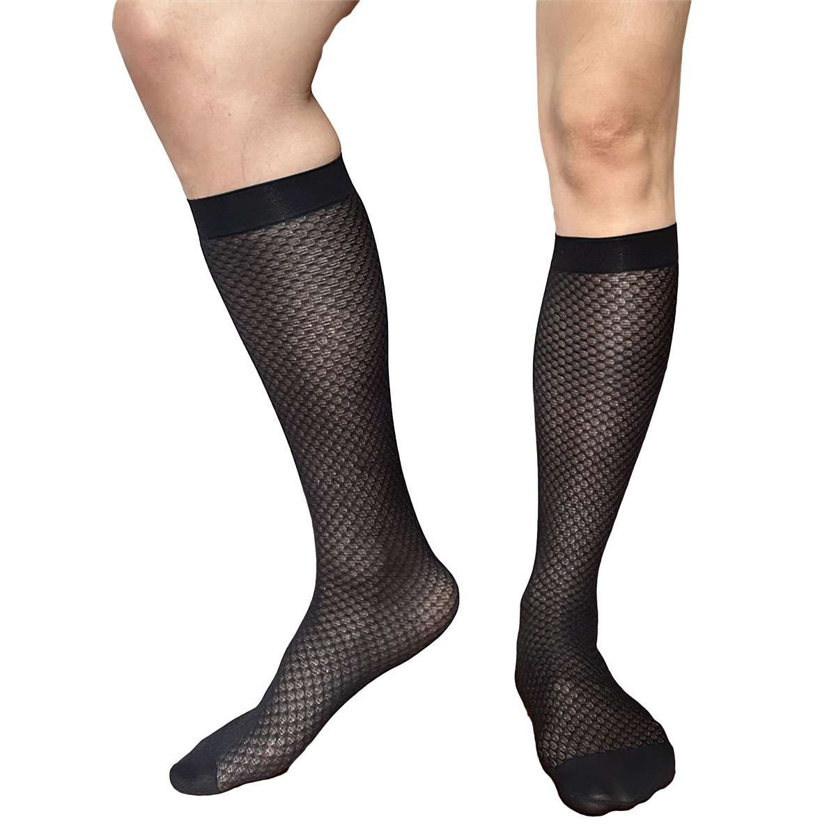 1/2/3 Pairs Mens Ultra Thin Dress Socks Silk Sheer Business Socks