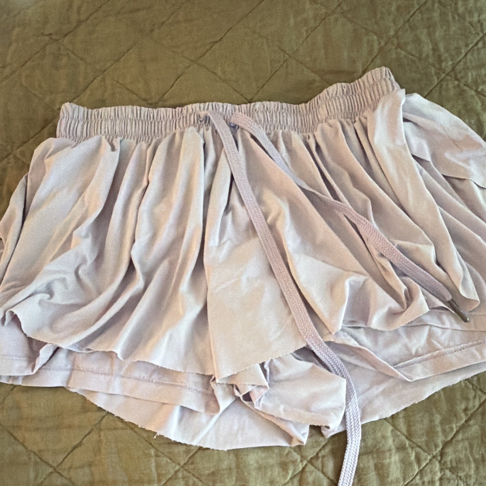 Women’s L Pink Knit Athletic Shorts Nylon Elastane Drawstring Elastic Waist