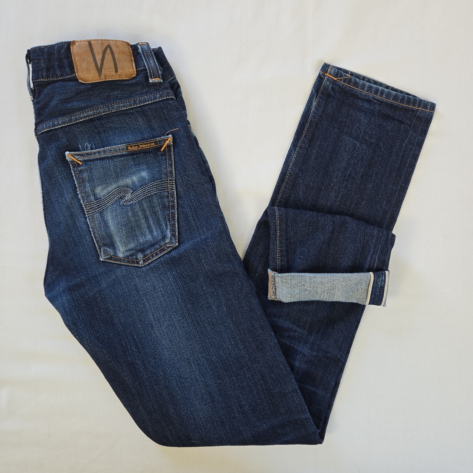 Nudie Jeans Grim Tim Dry Deep Selvage Men’s 30×34 (29×32) Slim Dark Wash Fade