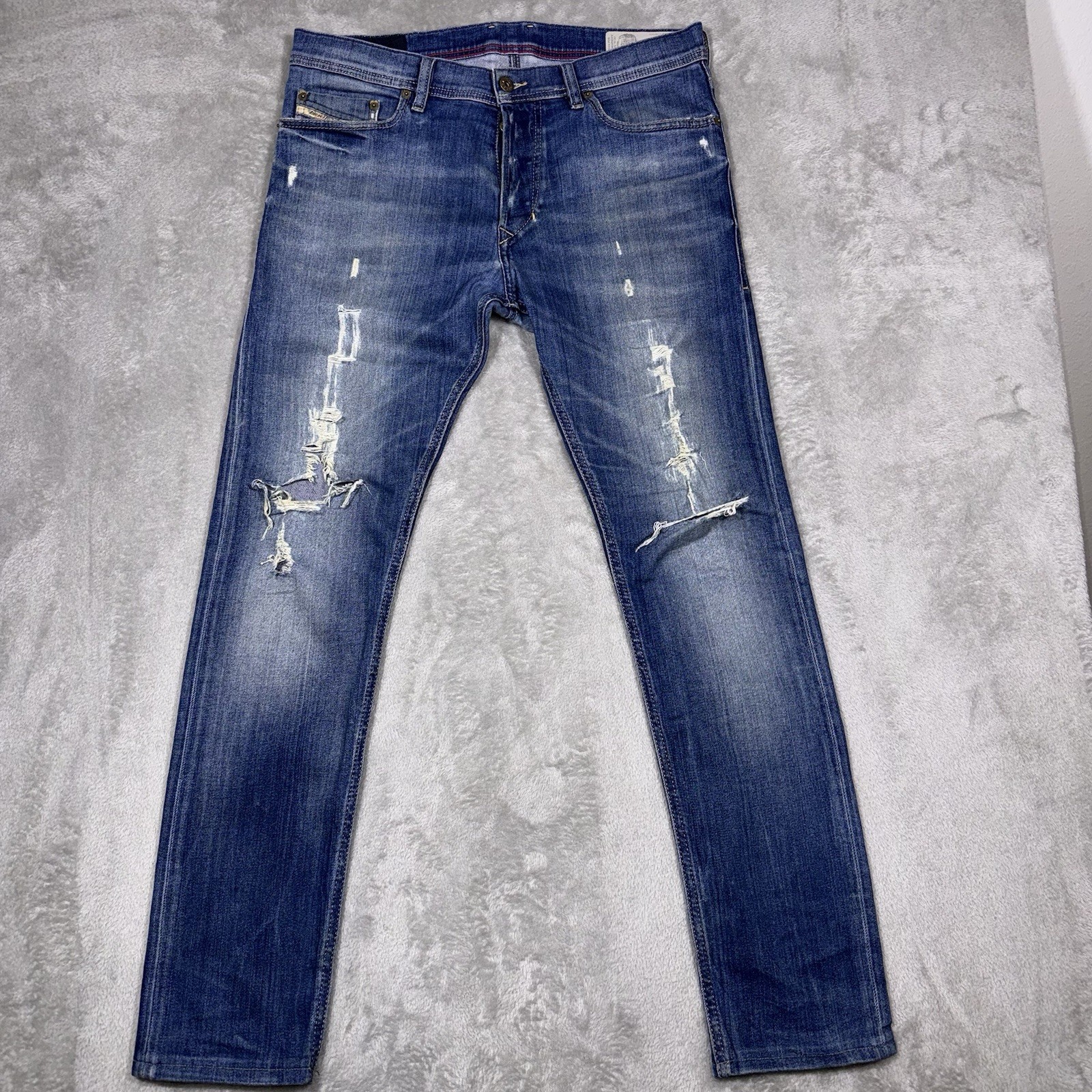 Diesel Selvage Jeans Tepphar Slim Carrot Fit Men’s 33×32 Button Fly Distressed
