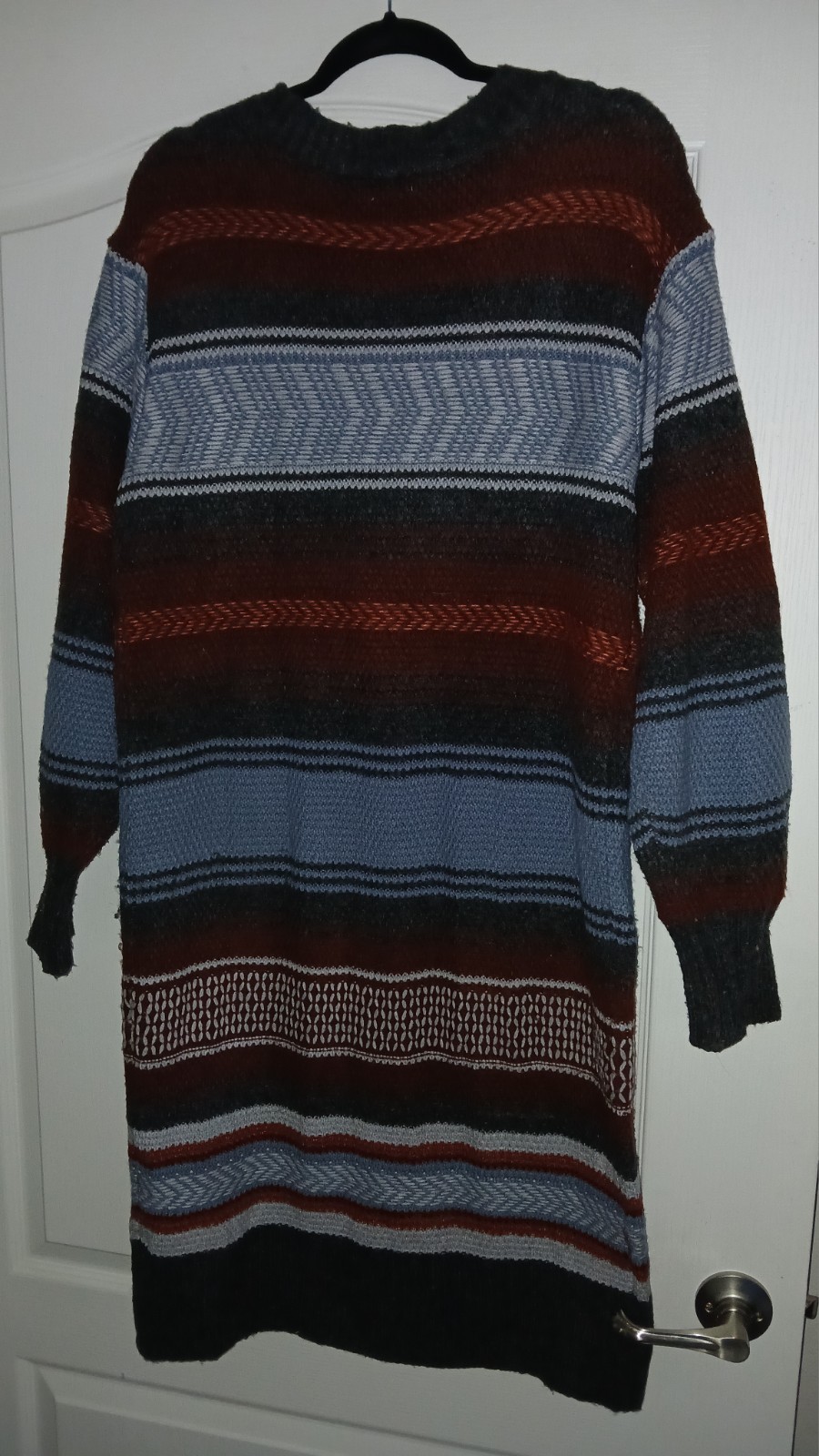 A.N.A. L Multicolor Striped Embroidered Long Cardigan Sweater Pockets Button Up