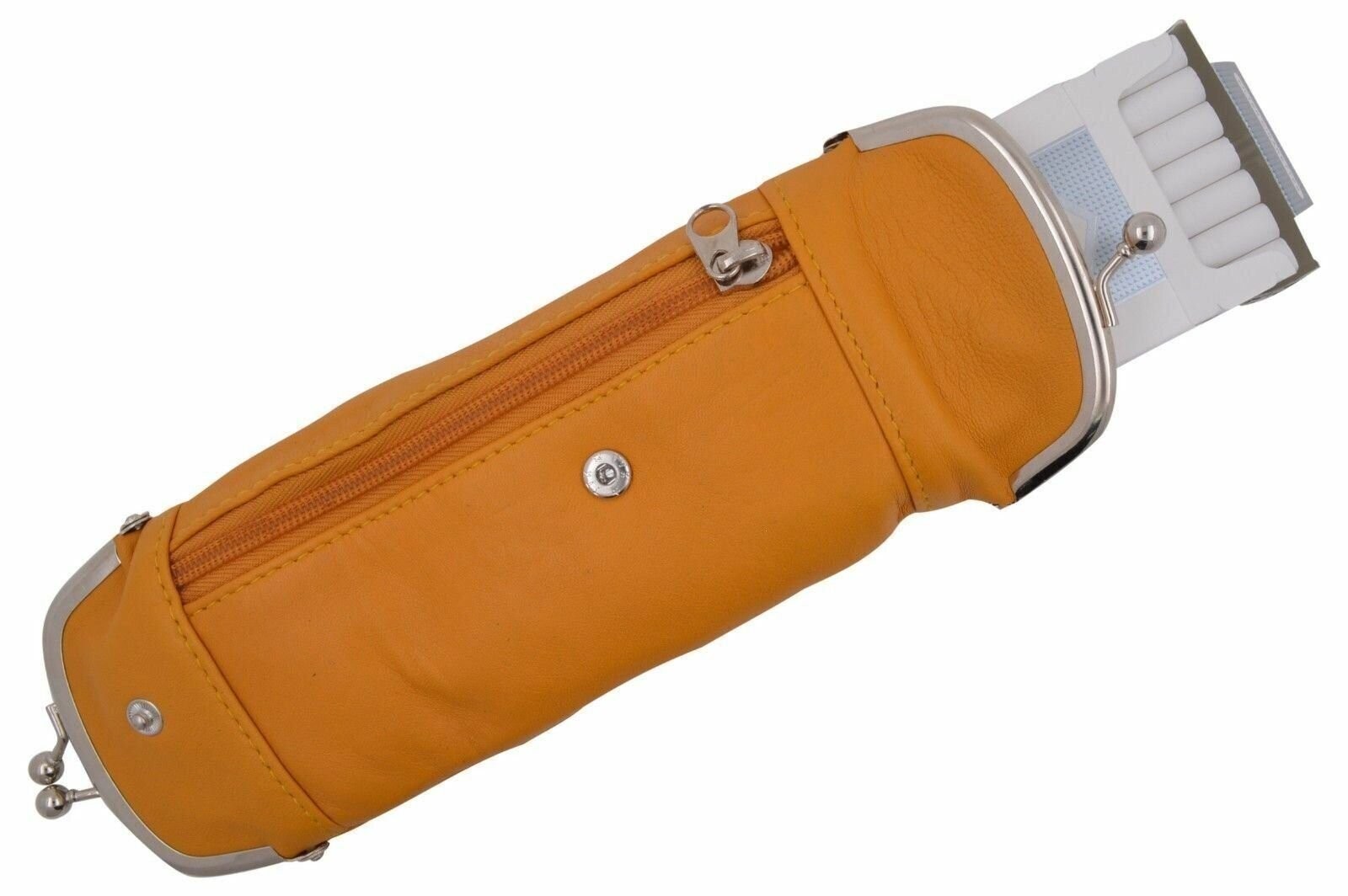 Yellow Leather Purse Cigarette Pack Holder Pouch Case With Coin Purse