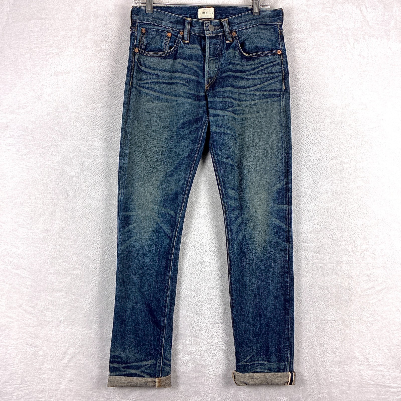 Simon Miller Jeans Mens 29×34 (30×32) Faded Whiskered Selvedge Parkview Slim USA