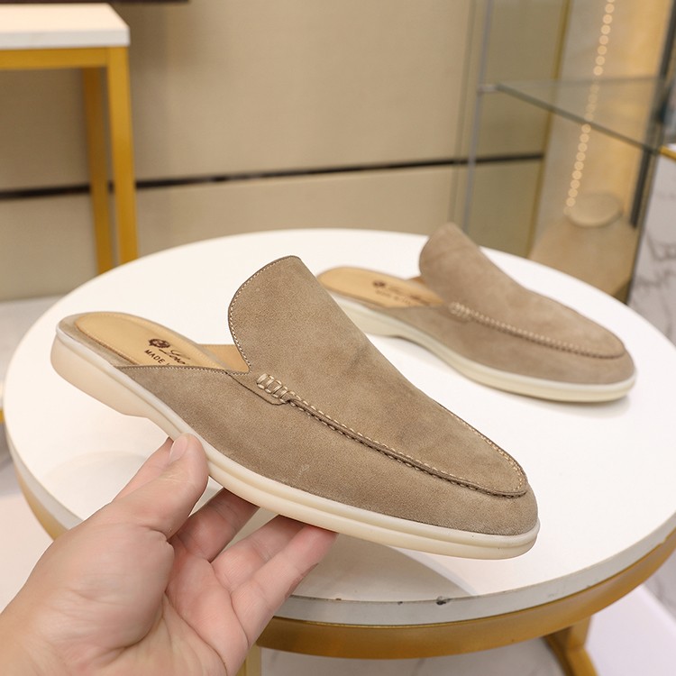 Mens Summer Suede Leather Slippers Casual Mules Comfort Retro Loafers Shoes