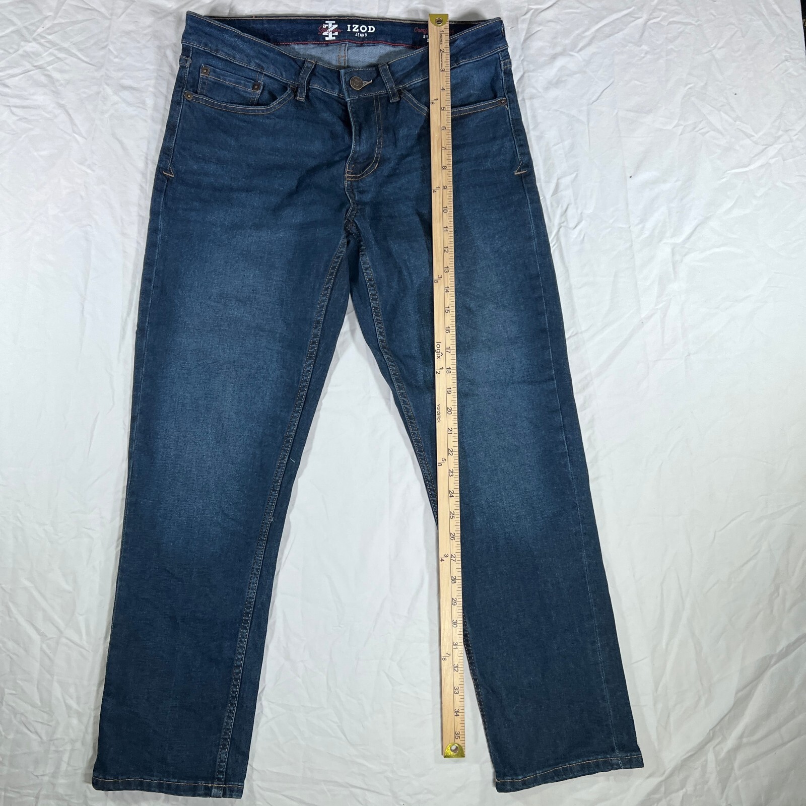 IZOD Saltwater Comfort Stretch Straight Fit Jeans 30×29 Blue Denim Men’s
