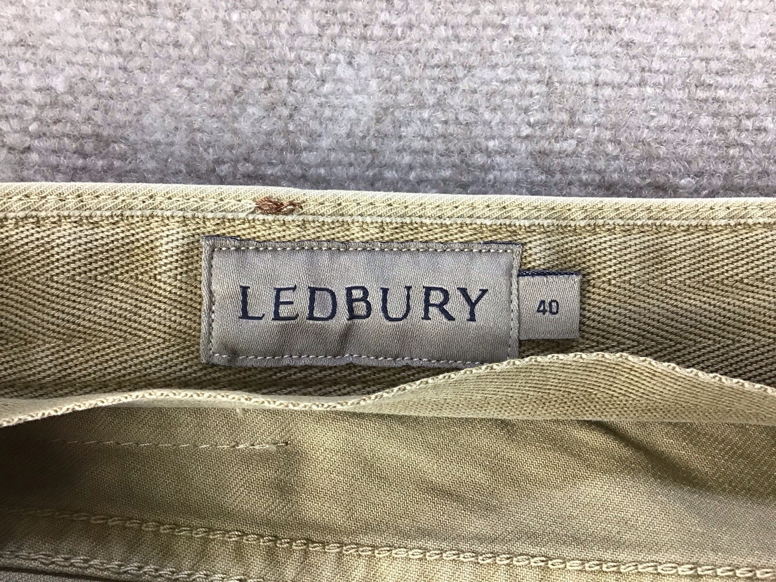 Ledbury The Franklin Washed Twill Pants Chino Men Sz 40×32 Sand 5-Pocket Stretch