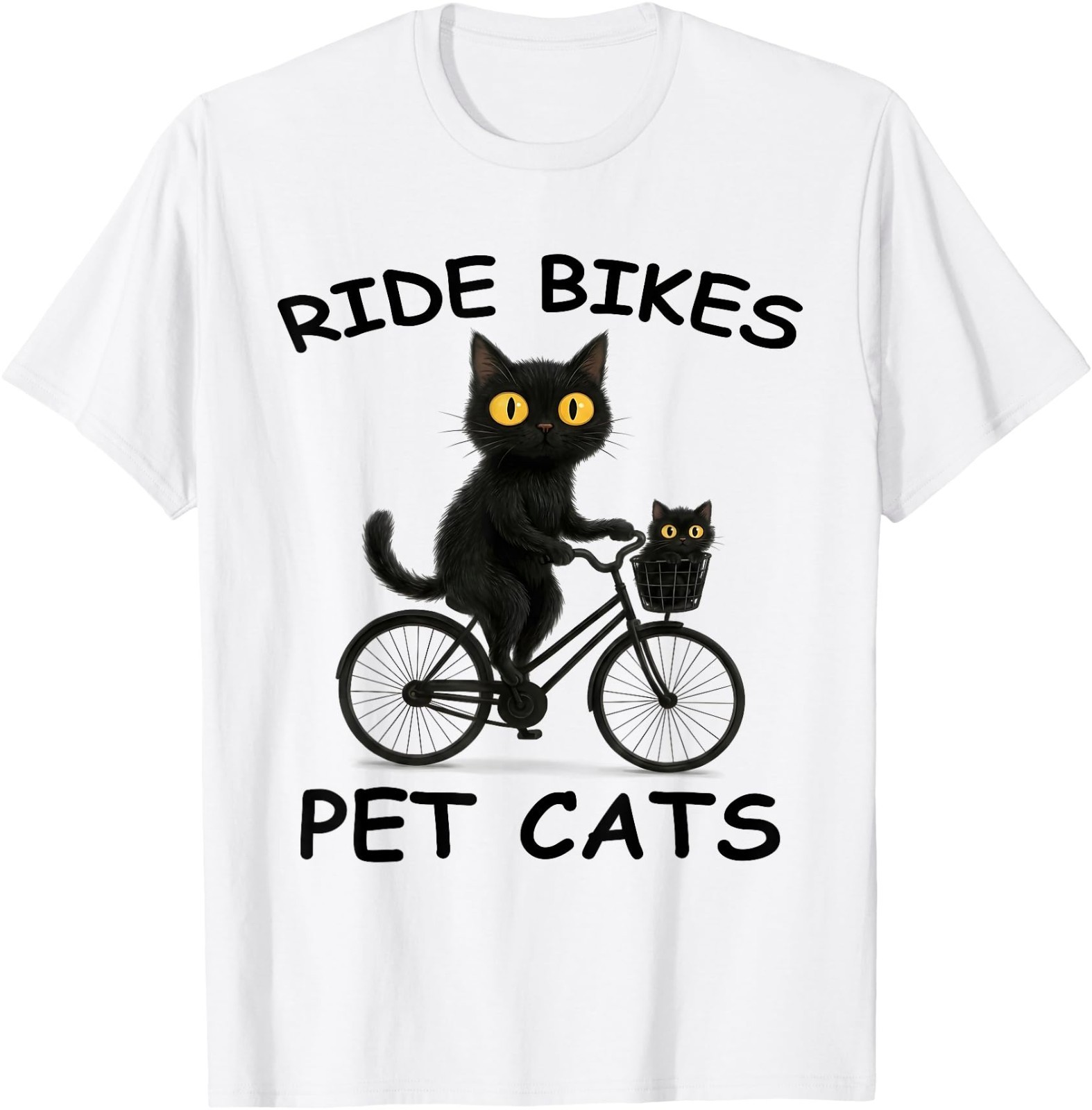 Ride Bikes Pet Cats Funny Black Cat Riding a Bike T-Shirt