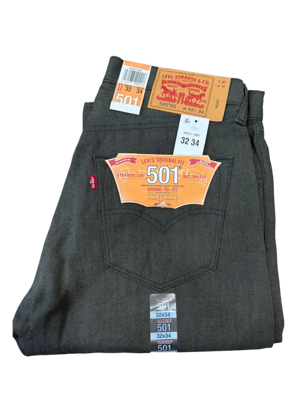 Levi’s Men’s 501 Shrink To Fit Original Fit Green 005011892