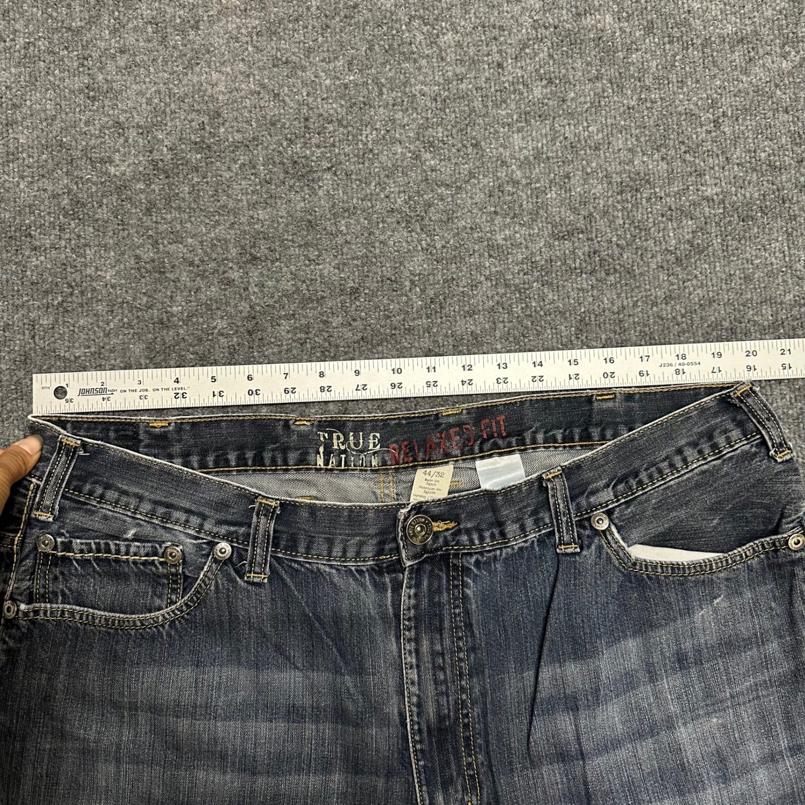 True Nation Jeans Mens Size 44 Blue Relaxed Fit Cotton Denim Straight Leg Casual