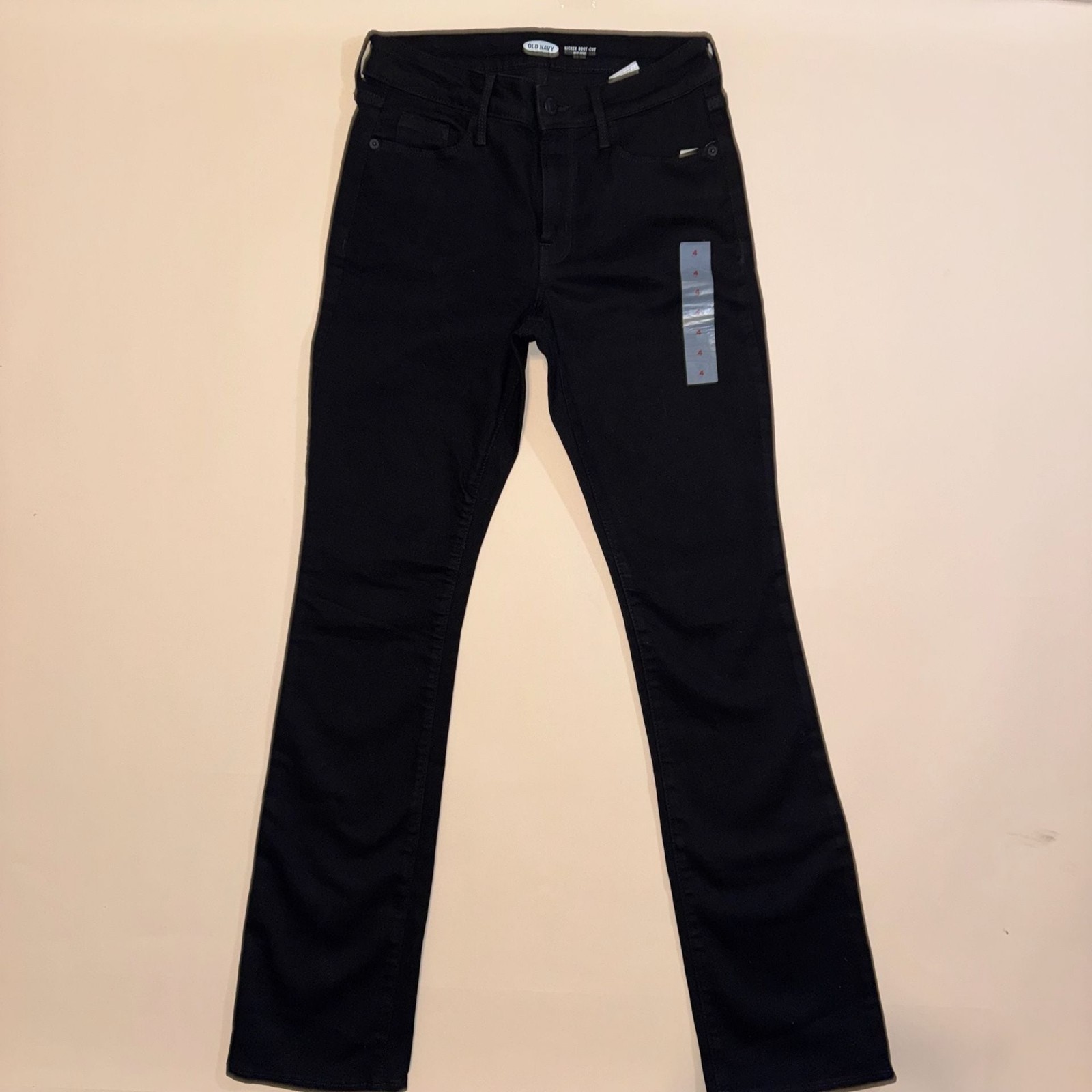Old Navy KICKER BOOTCUT Pants Womens Size 4 Black Denim Jeans Stretch Slim