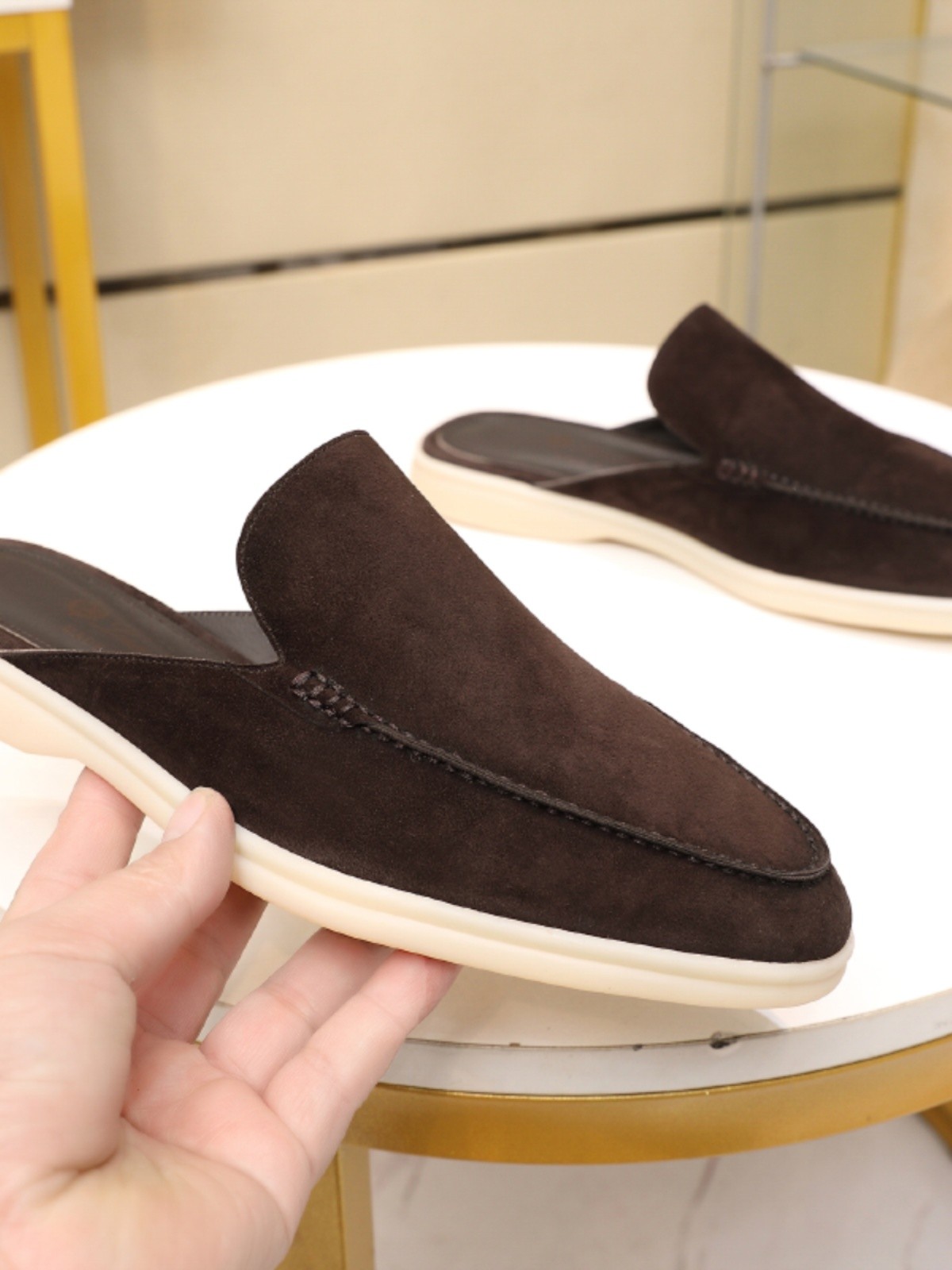 Mens Summer Suede Leather Slippers Casual Mules Comfort Retro Loafers Shoes