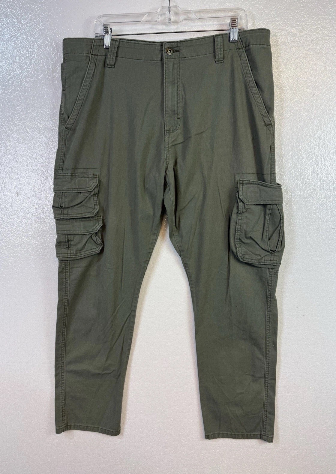 Wrangler Regular Taper Cargo Pants Men’s 38×30 Olive Green Stretch Pockets