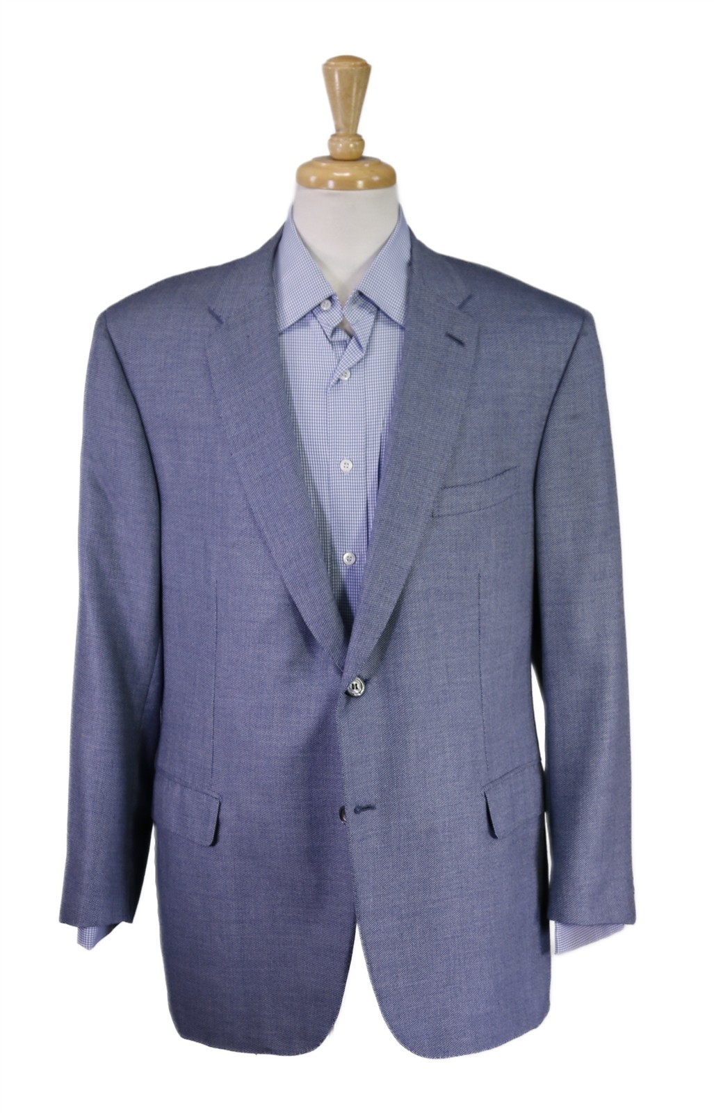 Brioni Blue Knit Woven Cashmere Silk 2-Btn Sportcoat Blazer Recent US 44S