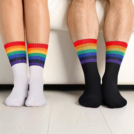 Pairs Gay Pride Cotton Novelty Socks Colorful LGBT Striped Socks 5-9 6 Rainbow