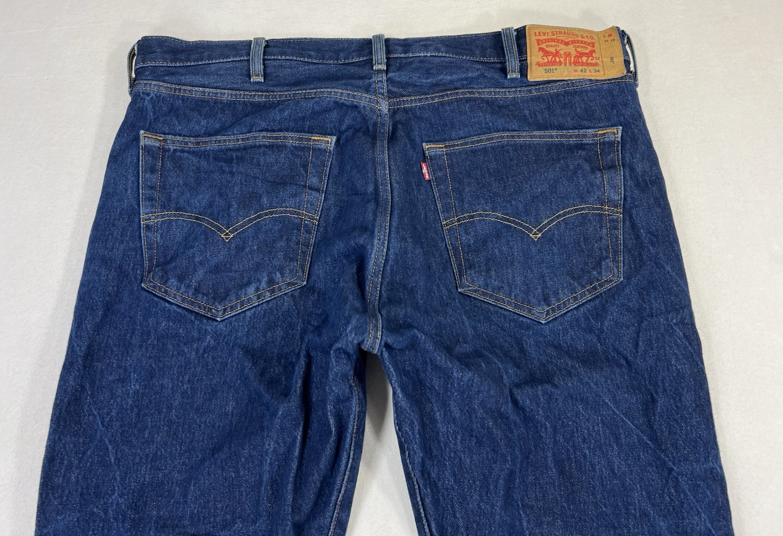 Levis 501 Denim Jeans Dark Blue 00501-0000 Mens Fitting Size 42×32 / Tag 42×34