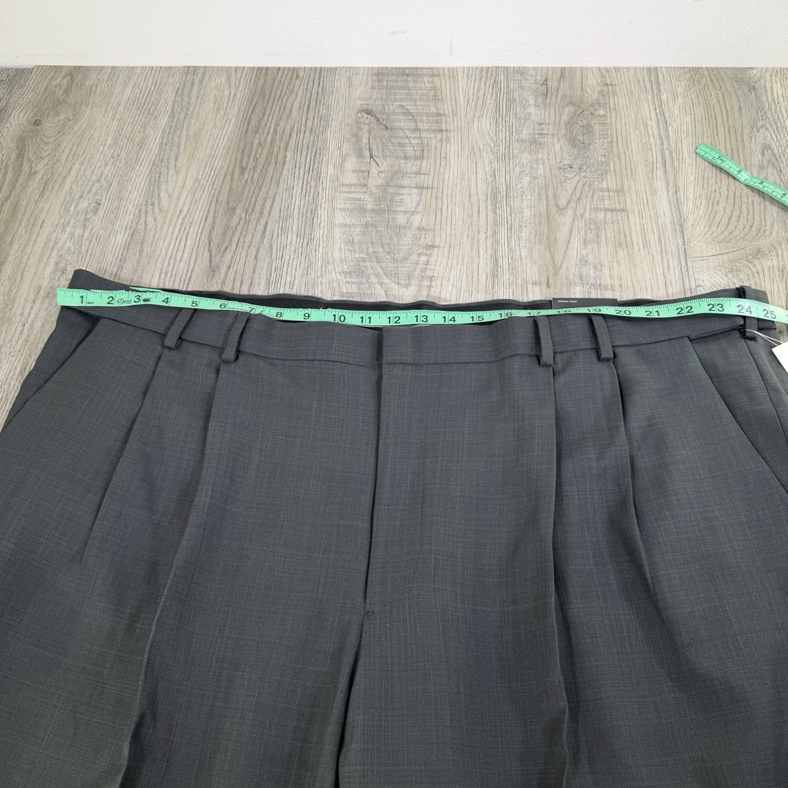 New Van Heusen Big Tall Mens Grey Double Pleat Extender Waist Dress Pants 50×30
