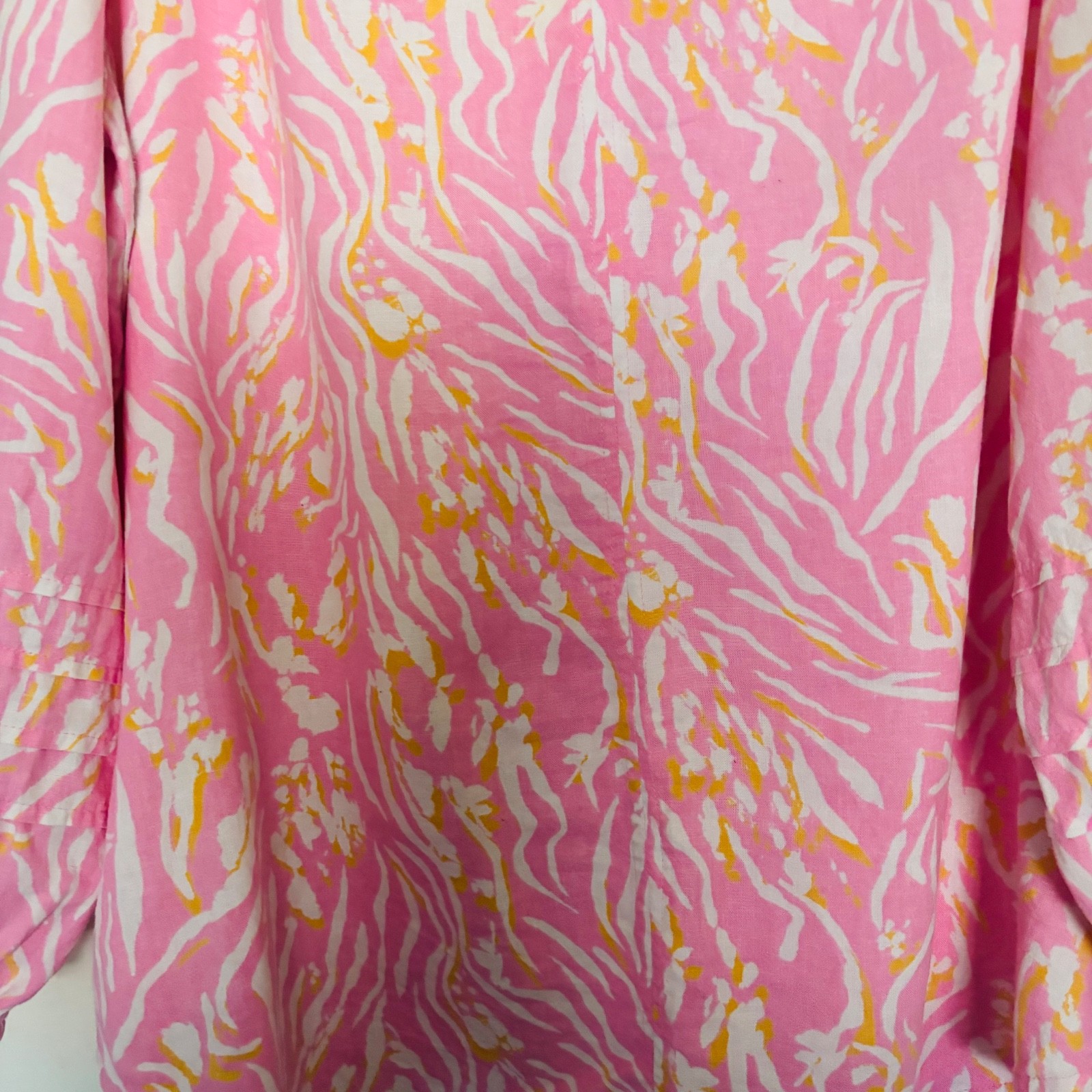 M&S Linen Blouse Pink UK 14 Women Prairie Boho Hippie Animal Print Cottagecore