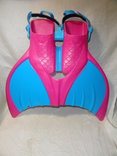 KIDS MERMAID TAIL MONOFIN SWIMMING FLIPPER – SWIM TRAINING FIN BLUE/PINK 15″