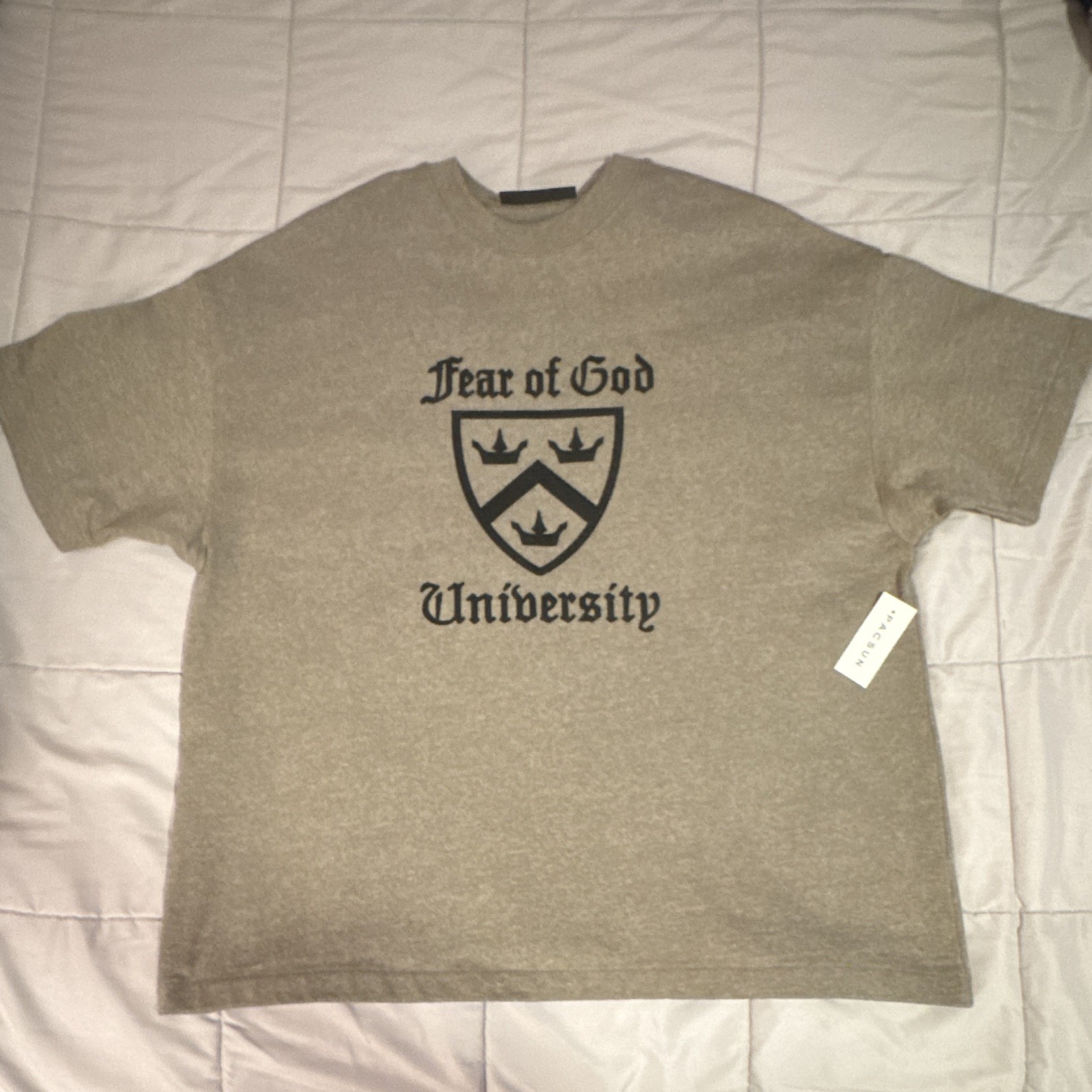 Fear of God University Graphic Print Logo Crew Neck Gray Short Sleeve T-Shirt S