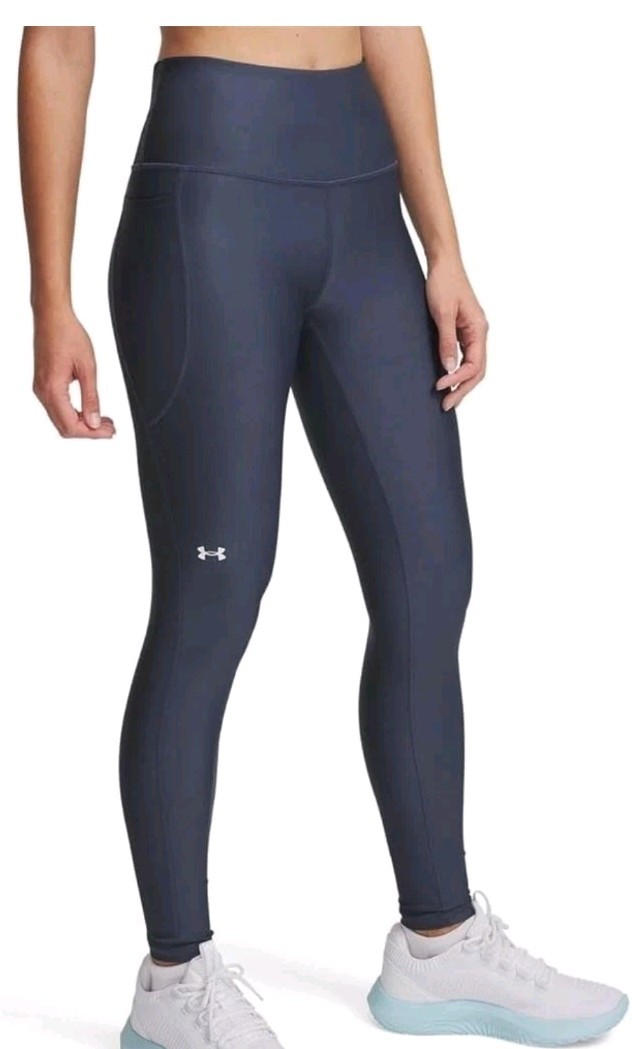 Women’s Large Under Armour High Rise No-slip Waistband Leggings 1365336 Blue Gry